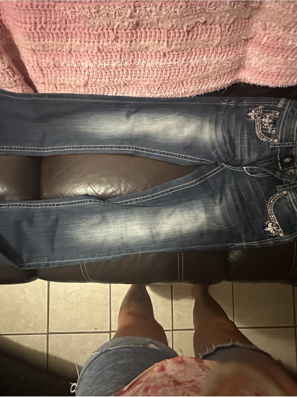 Grace in LA Dark Blue Embellished Skinny Jeans